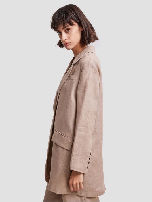 Single-Button Casual Linen Blazer