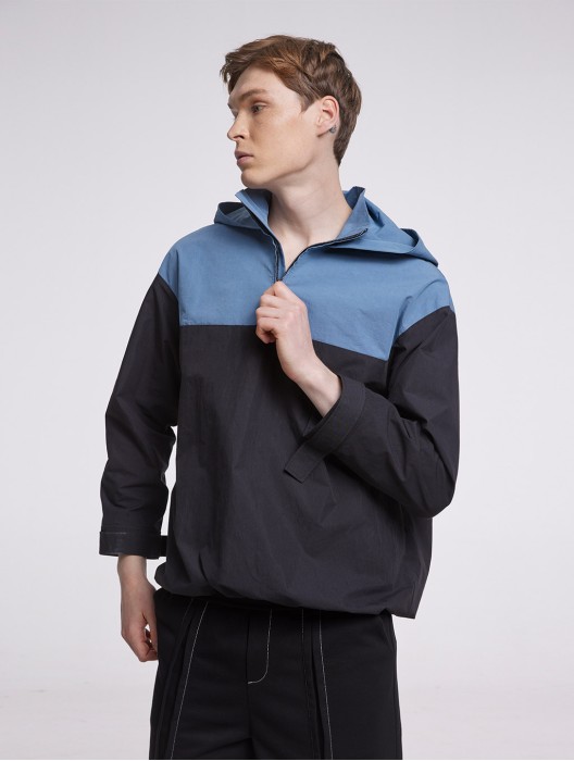 Half-zipped Two-tone Hoodie