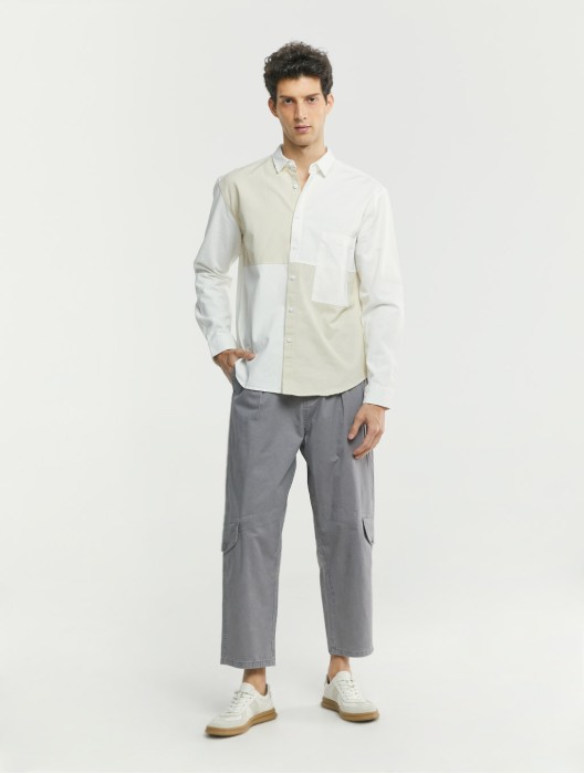 Color Blocking Cotton Shirt