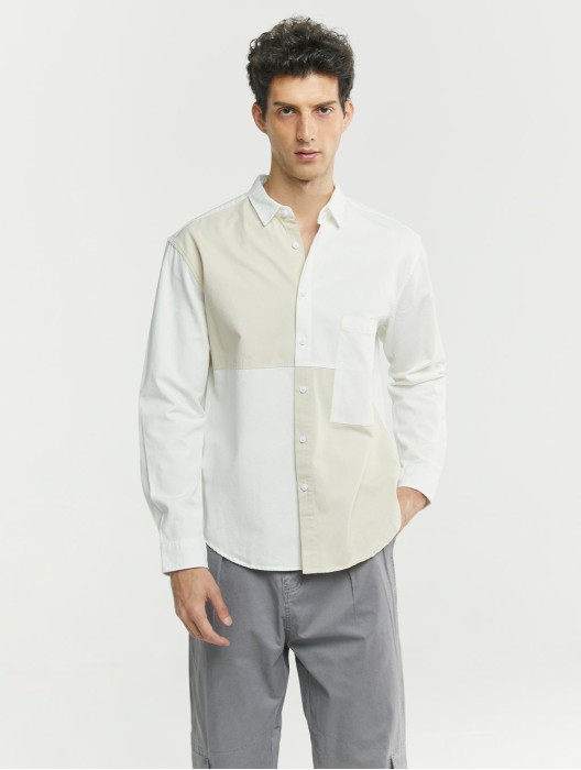Color Blocking Cotton Shirt