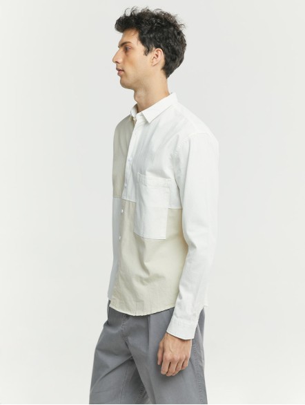 Color Blocking Cotton Shirt