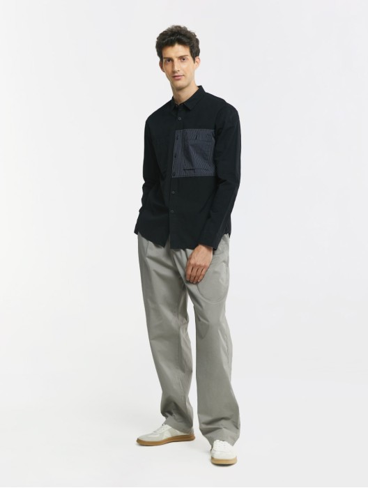 Stripe Patchwork Long Sleeve Shirt