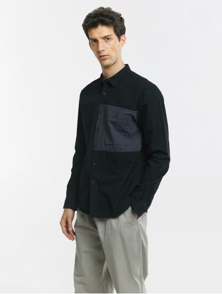 Stripe Patchwork Long Sleeve Shirt