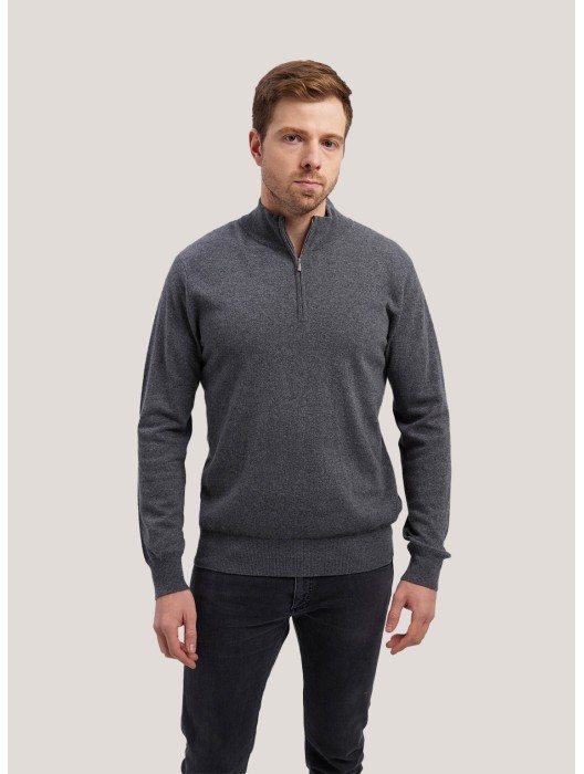 Pure Cashmere Zip Turtleneck Pullover