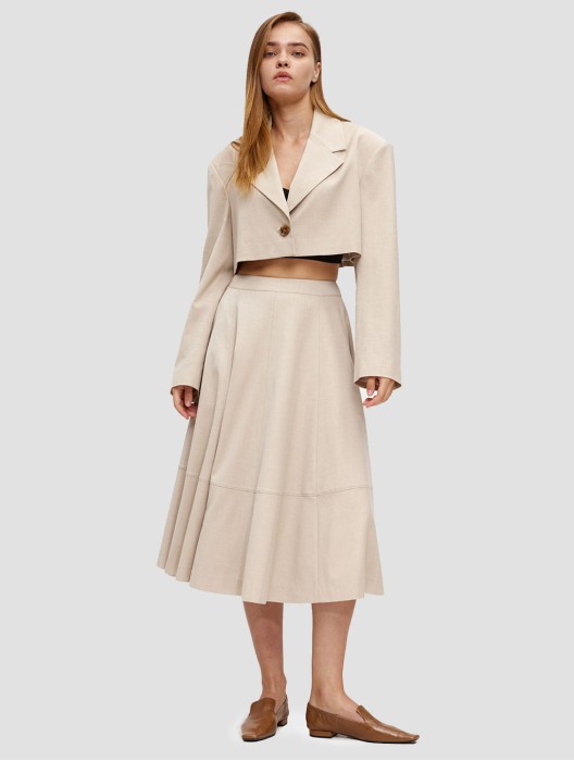 Cropped Lapel Collar Blazer