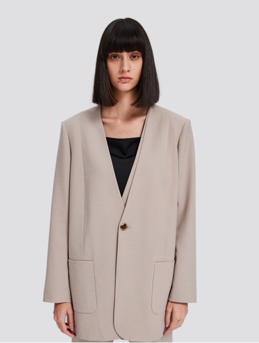 Single-breasted Wool-blend Suiting Blazer