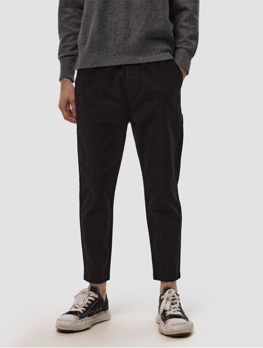 Drawstring Cotton Straight Pants