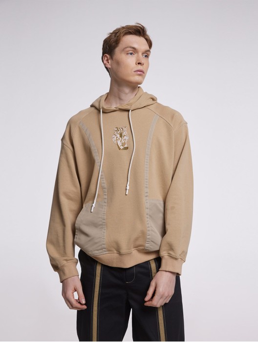 Drop Shoulder Patch Hoodie With Vague David Bronze