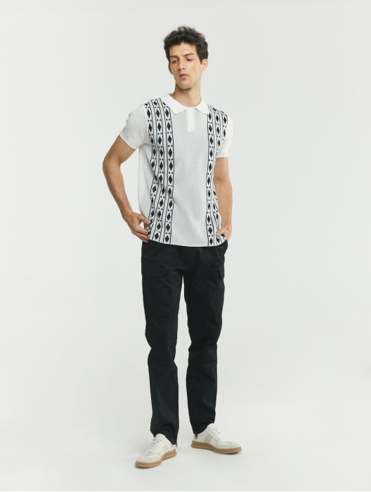 Knit-Jacquard Polo Shirt