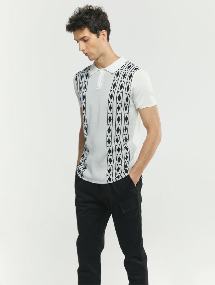 Knit-Jacquard Polo Shirt