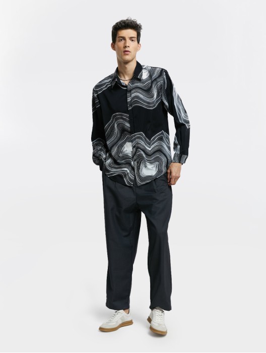 Abstract Print Long-Sleeve Shirt