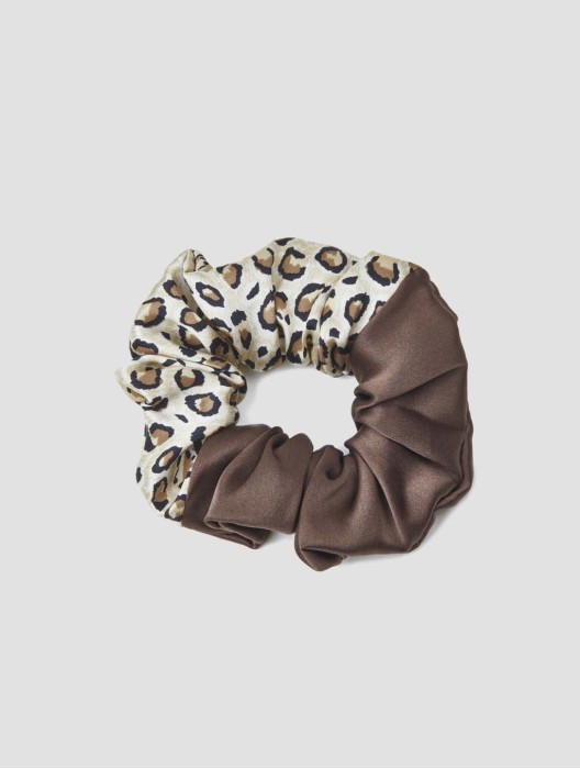 Silk Two-Tone Leopard Scrunchie