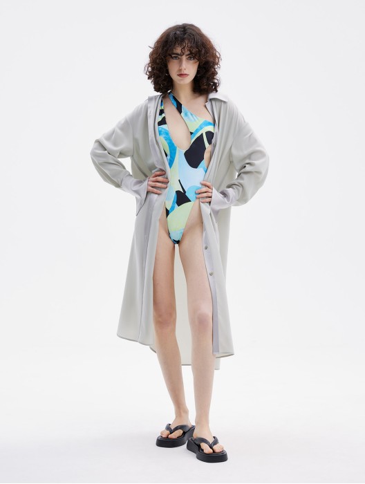 Asymmetric Printed Swimsuit