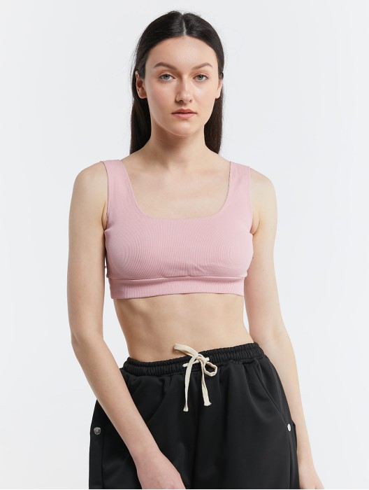 Ribbed Square Neck Sporty Bra