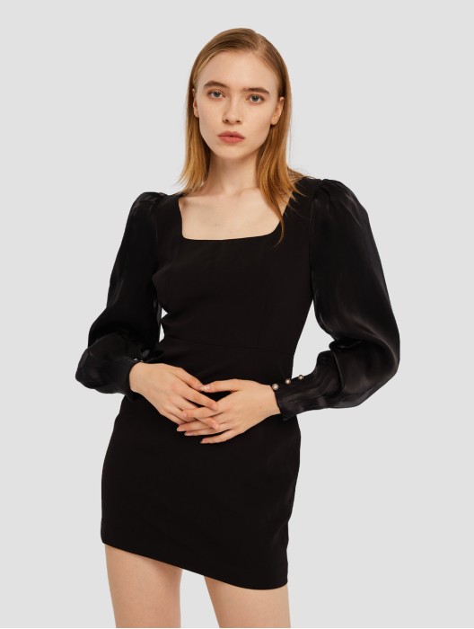 Illusion Cuff Sleeve Dress