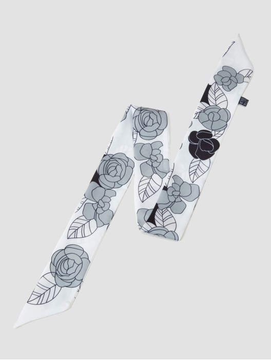 Floral Print Skinny Silk Scarf