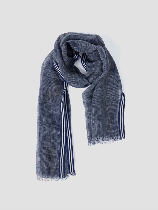 Striped Linen Eyelash Trim Scarf