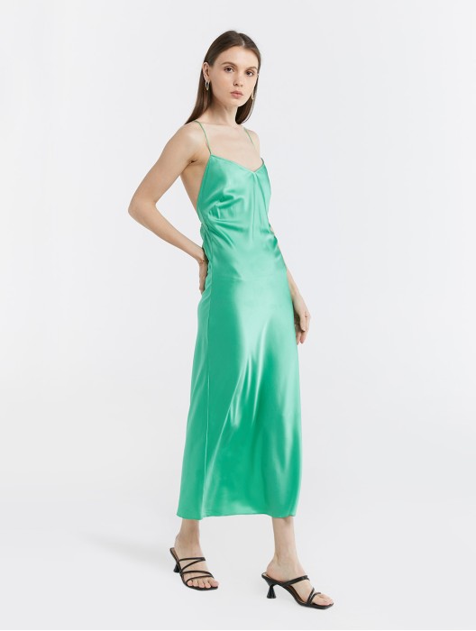 Crisscross Straps Silk Dress