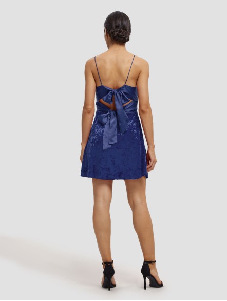 Tied Back Mini Velvet Dress