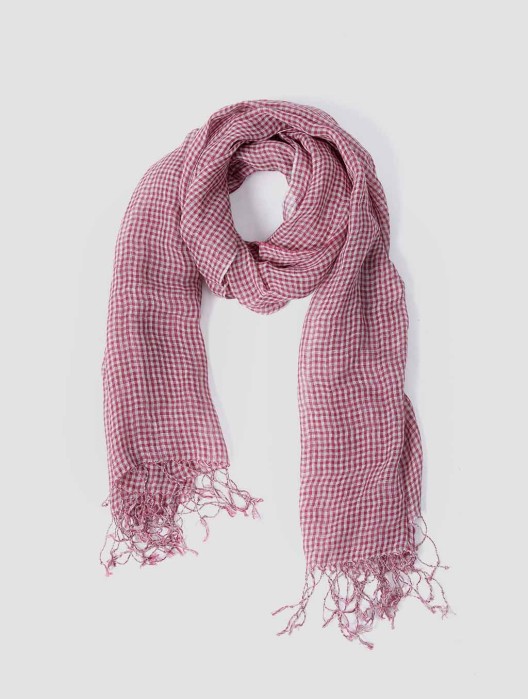 Versatile Linen Fringe Plaid Scarf