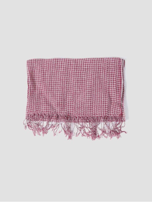 Versatile Linen Fringe Plaid Scarf