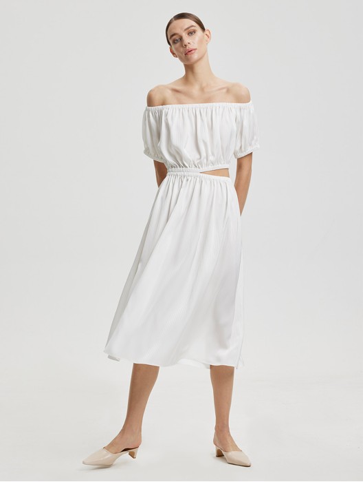 Asymmetric Cut-Out Waist Dress