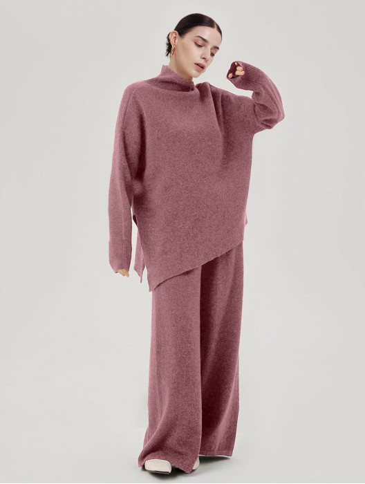 Wool Sweater and Wide Leg Pants Set