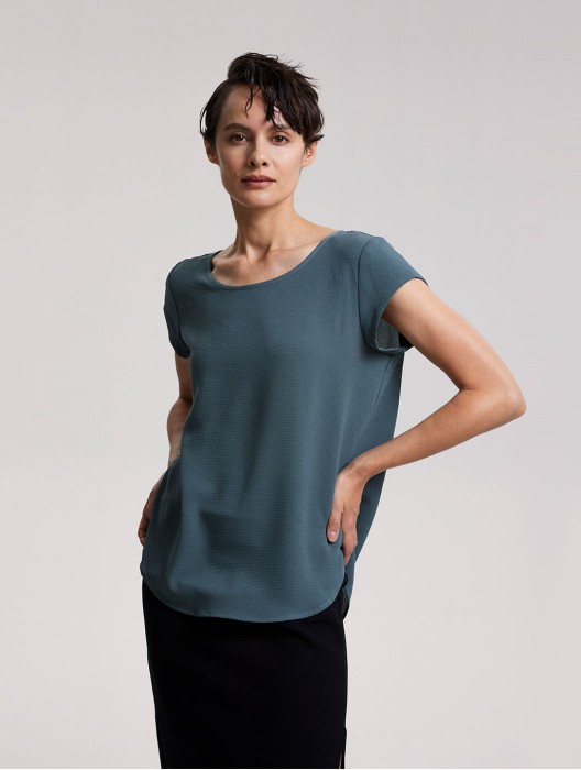 Half-zipped Cap Sleeve Top