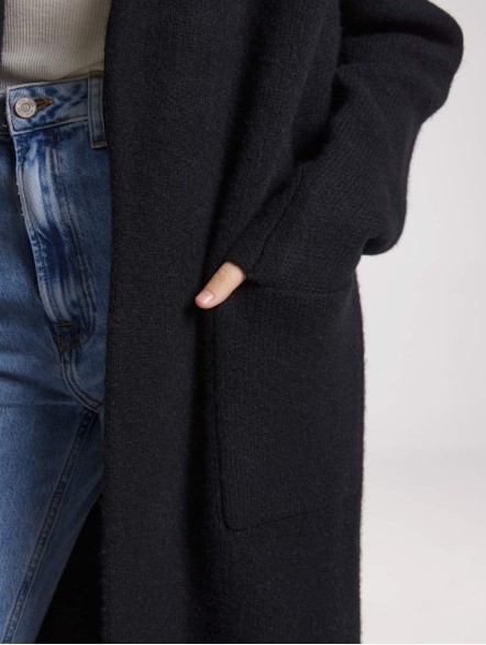 Maxi-length Knitted Yak Wool Cardigan