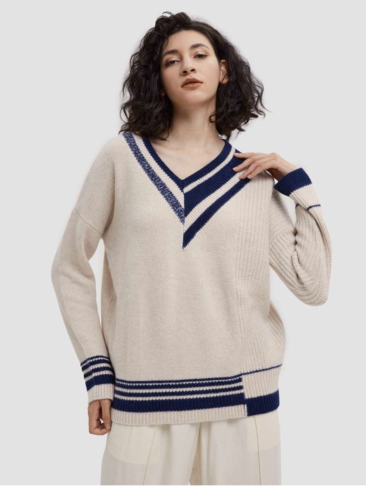 Line Stitching Yak Wool Sweater