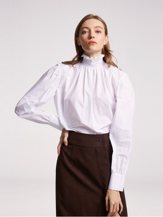 Stand Ruffle Collar Blouse