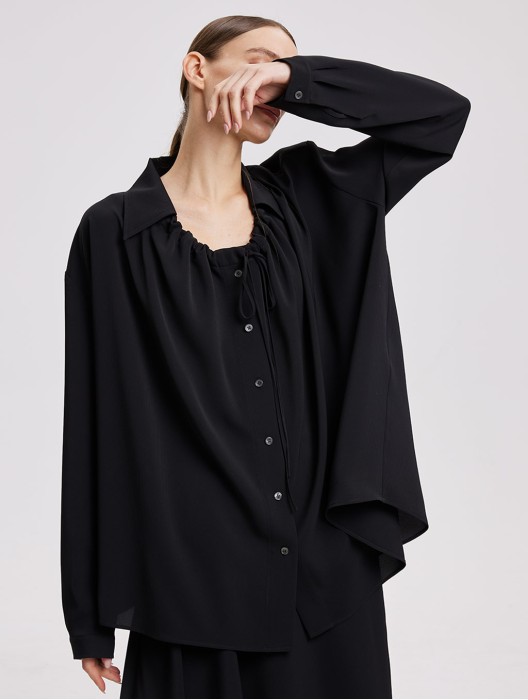 Drawstring-Neck Shirt