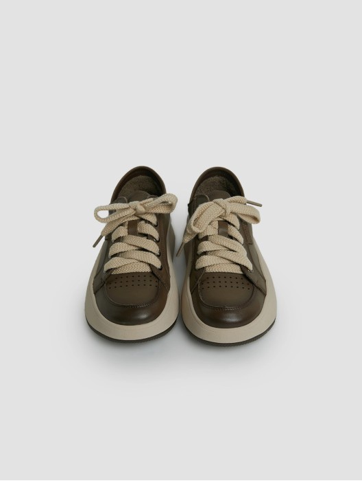 Leather Platform Breathable Sneakers