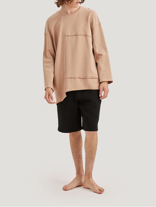 Plain Asymmetric Cotton Long Sleeve Shirt